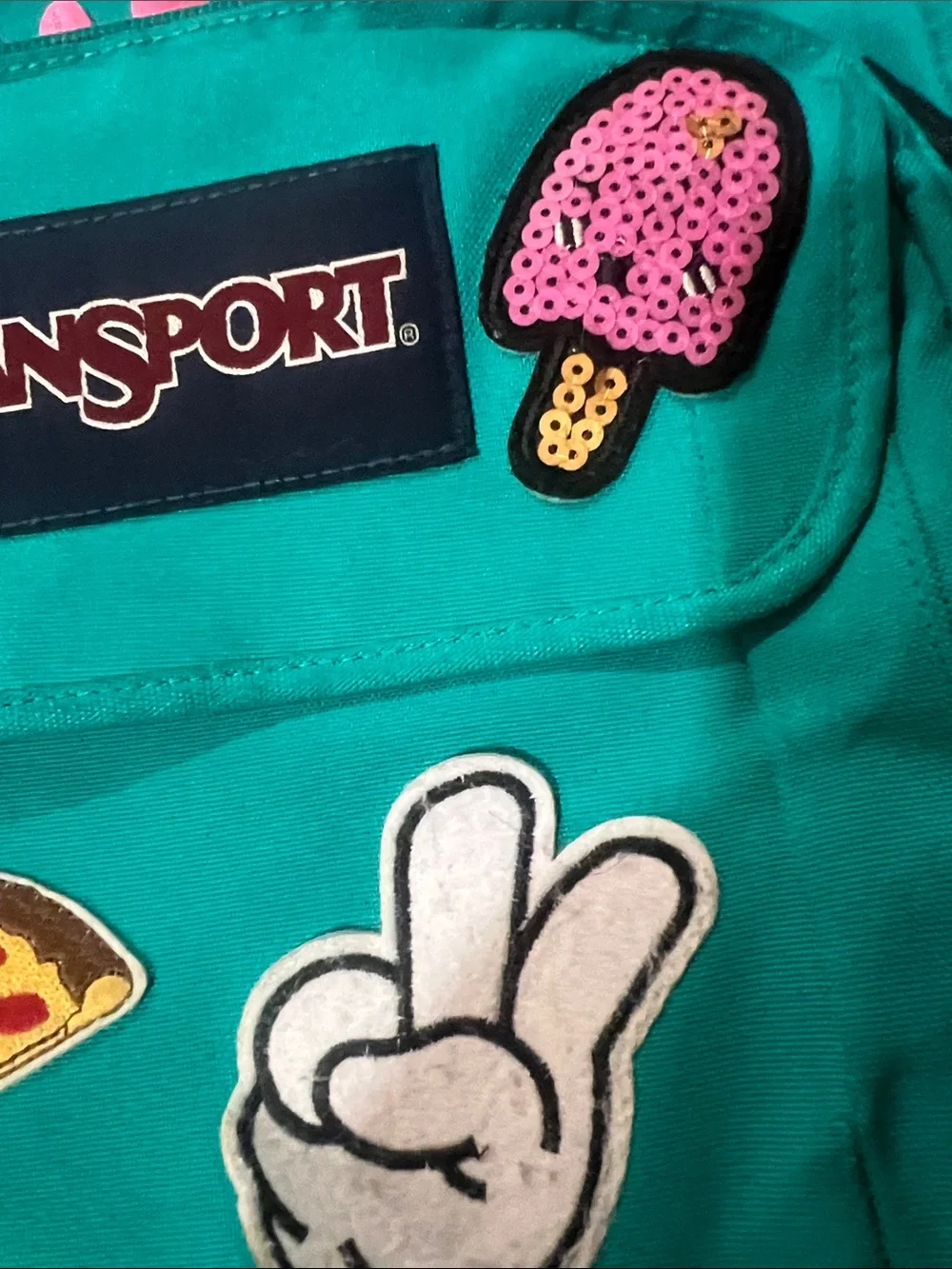 Jansport Teal Backpack with Fun Patches